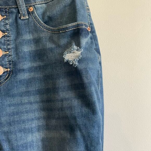 Stitch Star High Rise Medium Wash Button Skinny Jeans Size 6 - Picture 4 of 6